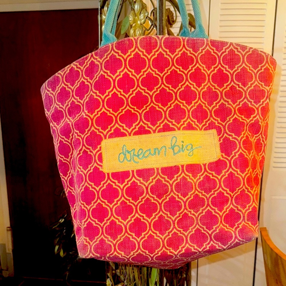 Dream Big Patterned Canvas Tote Beach Bag